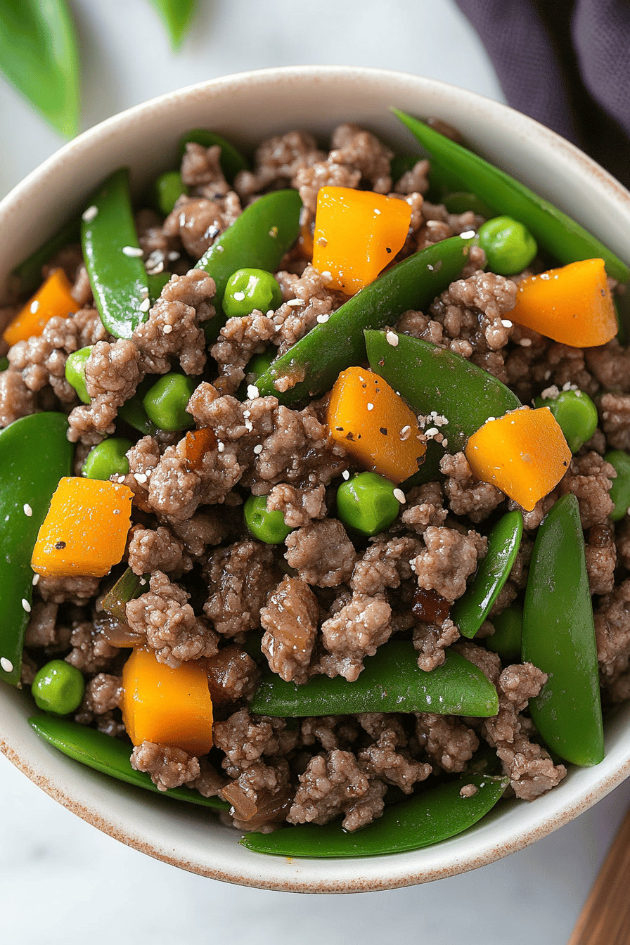 Ground Beef Stir-Fry slice on plate showing perfect texture and swirl pattern