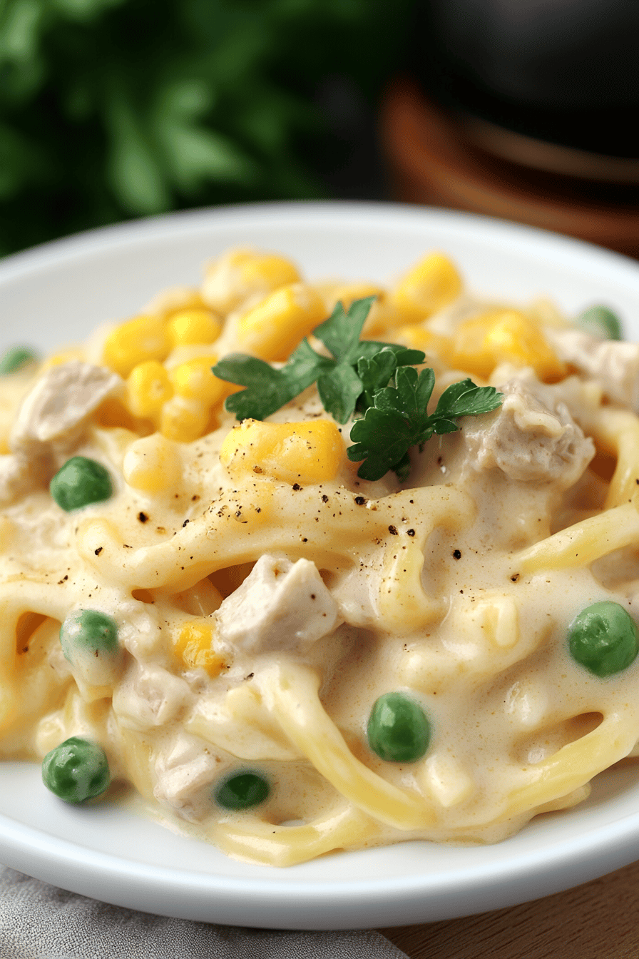 Homemade Tuna Helper final dish beautifully presented and ready to serve