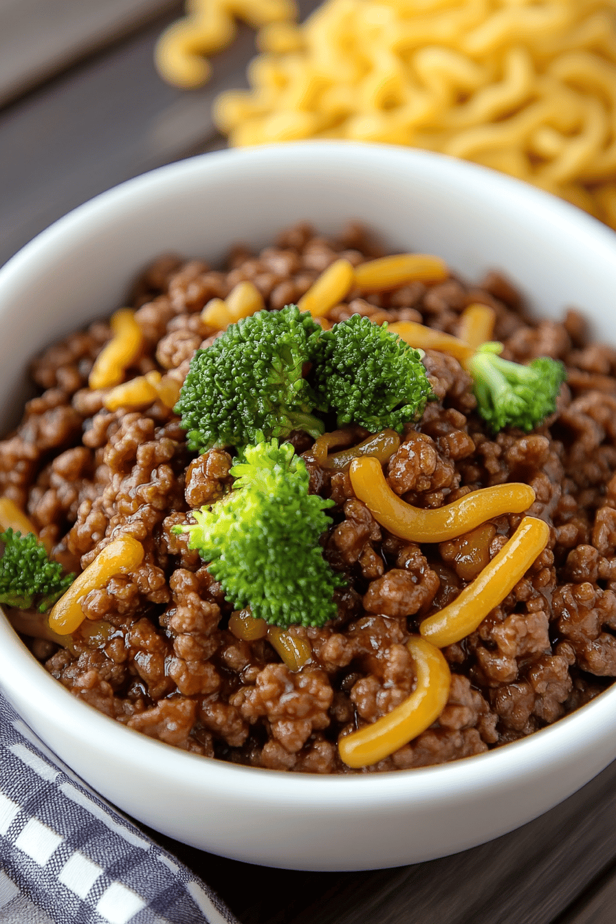 Honey Garlic Ground Beef ingredients organized and measured on kitchen counter