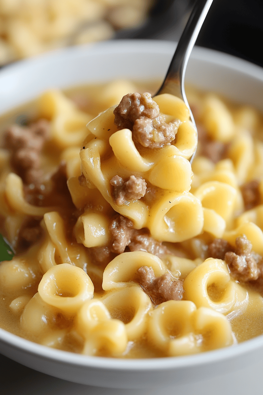 Instant Pot Ground Beef Noodles ingredients organized and measured on kitchen counter