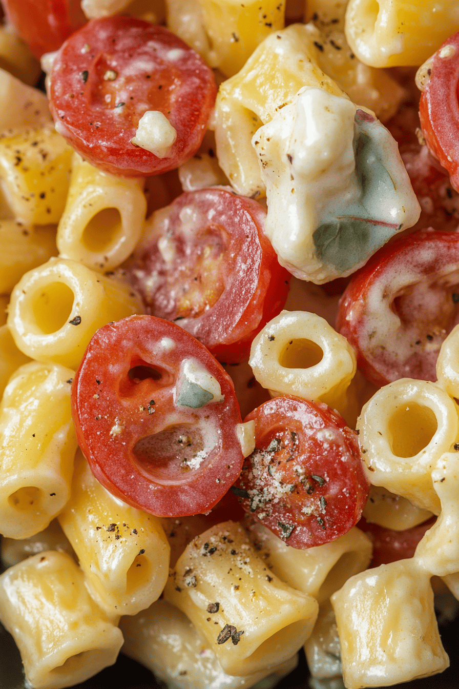 Italian Pasta Salad Ingredients ingredients organized and measured on kitchen counter