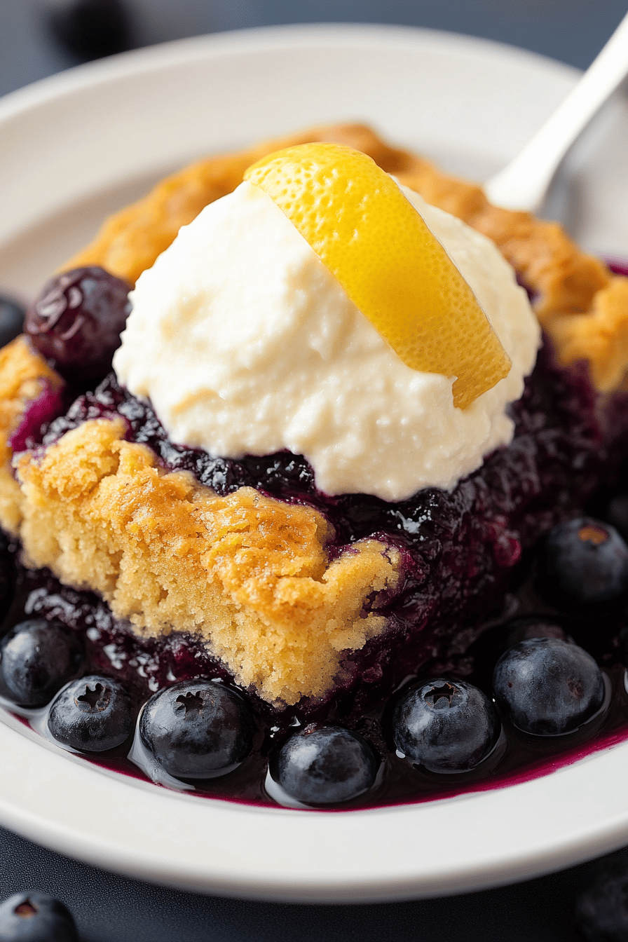 Lemon Blueberry Cobbler final dish beautifully presented and ready to serve