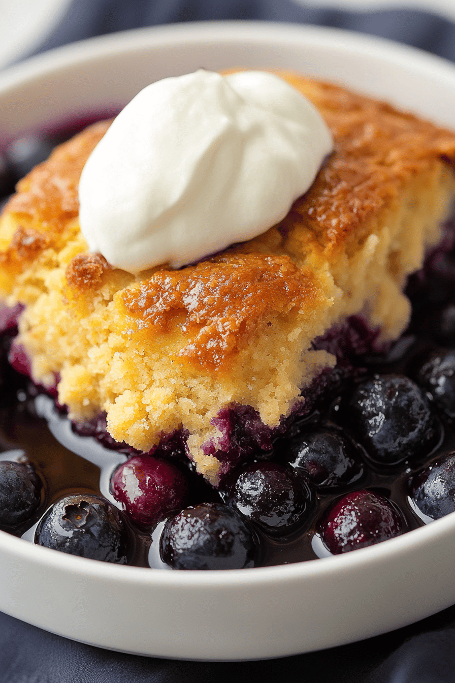 Lemon Blueberry Cobbler slice on plate showing perfect texture and swirl pattern