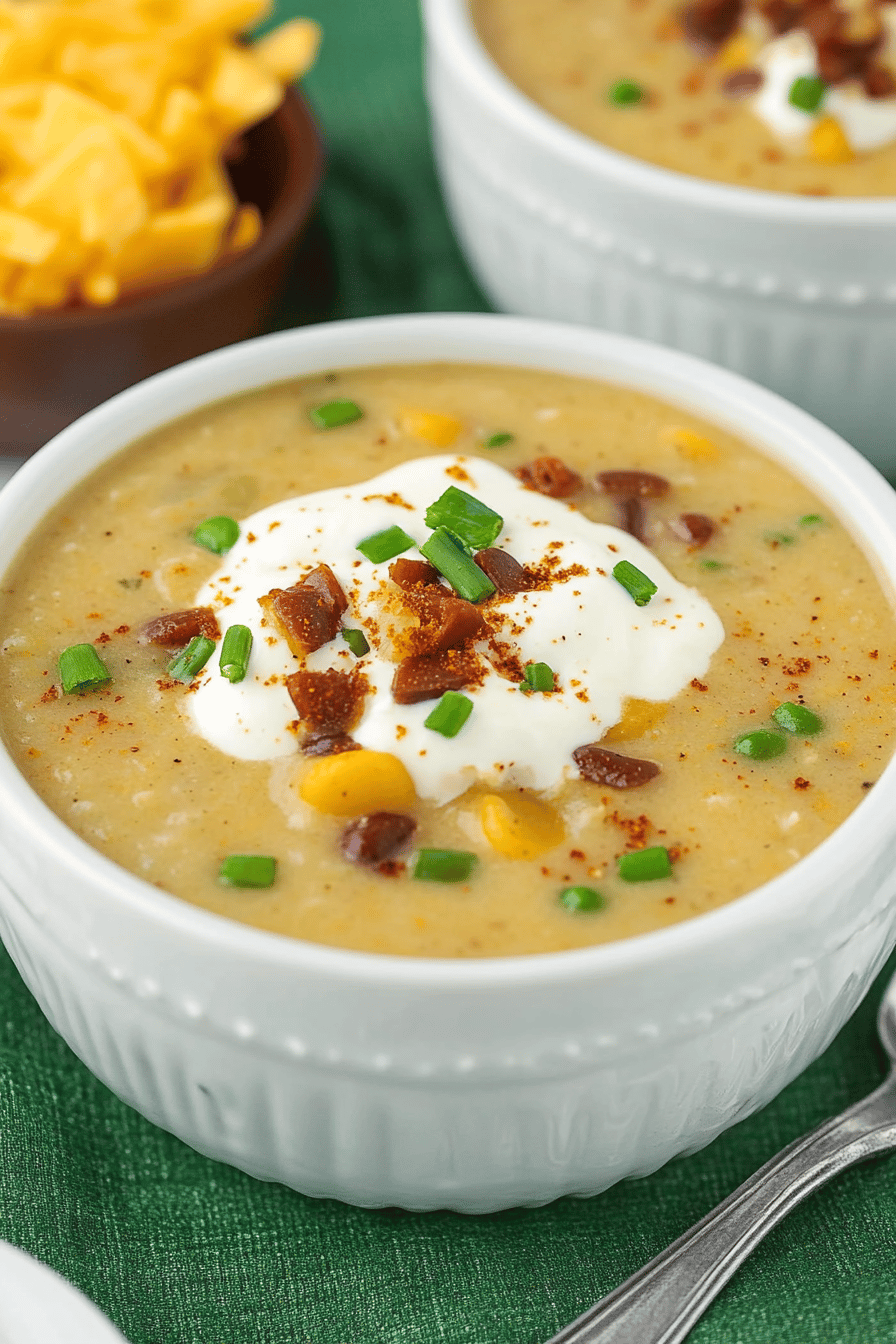 Loaded Baked Potato Soup final dish beautifully presented and ready to serve