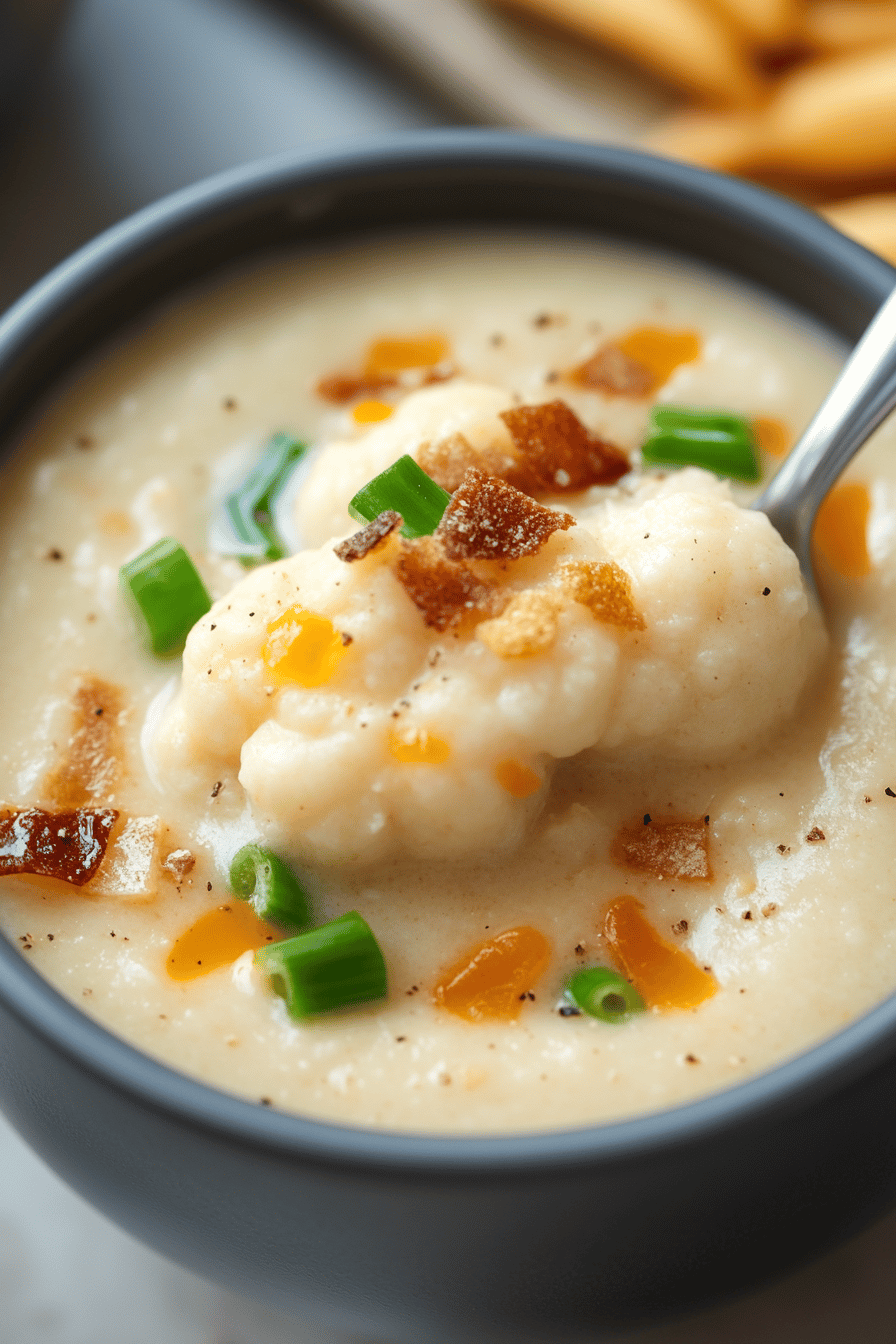 Loaded Cauliflower Soup ingredients organized and measured on kitchen counter