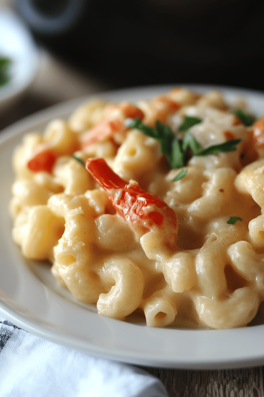 Lobster Mac and Cheese final dish beautifully presented and ready to serve