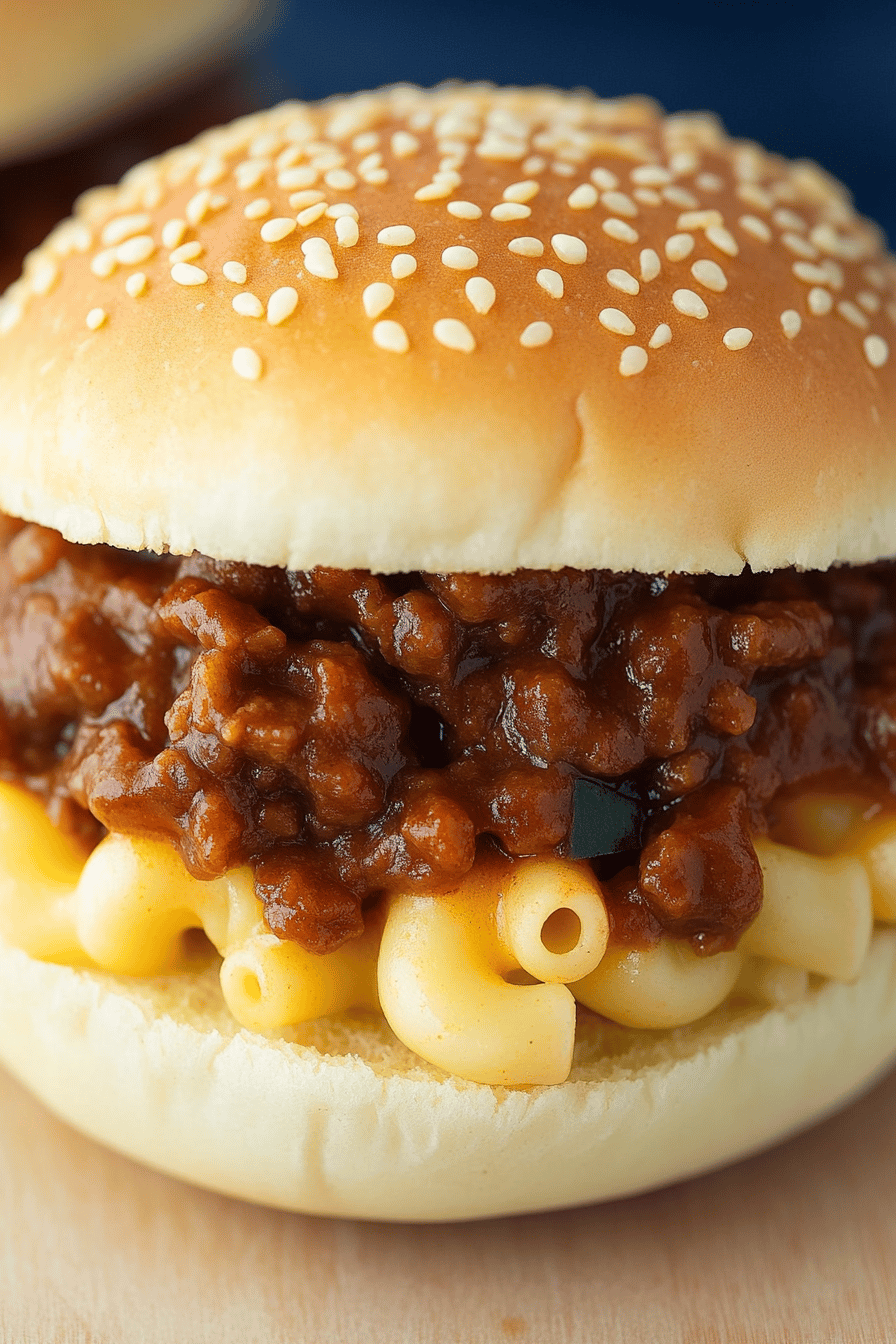 Mac and Cheese Sloppy Joes slice on plate showing perfect texture and swirl pattern