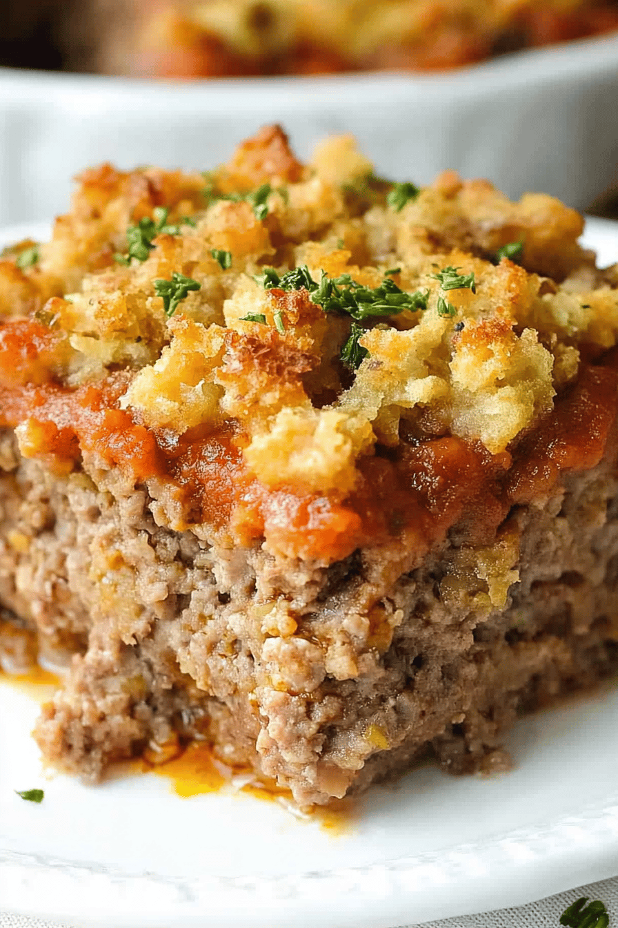Meatloaf and Stuffing Casserole ingredients