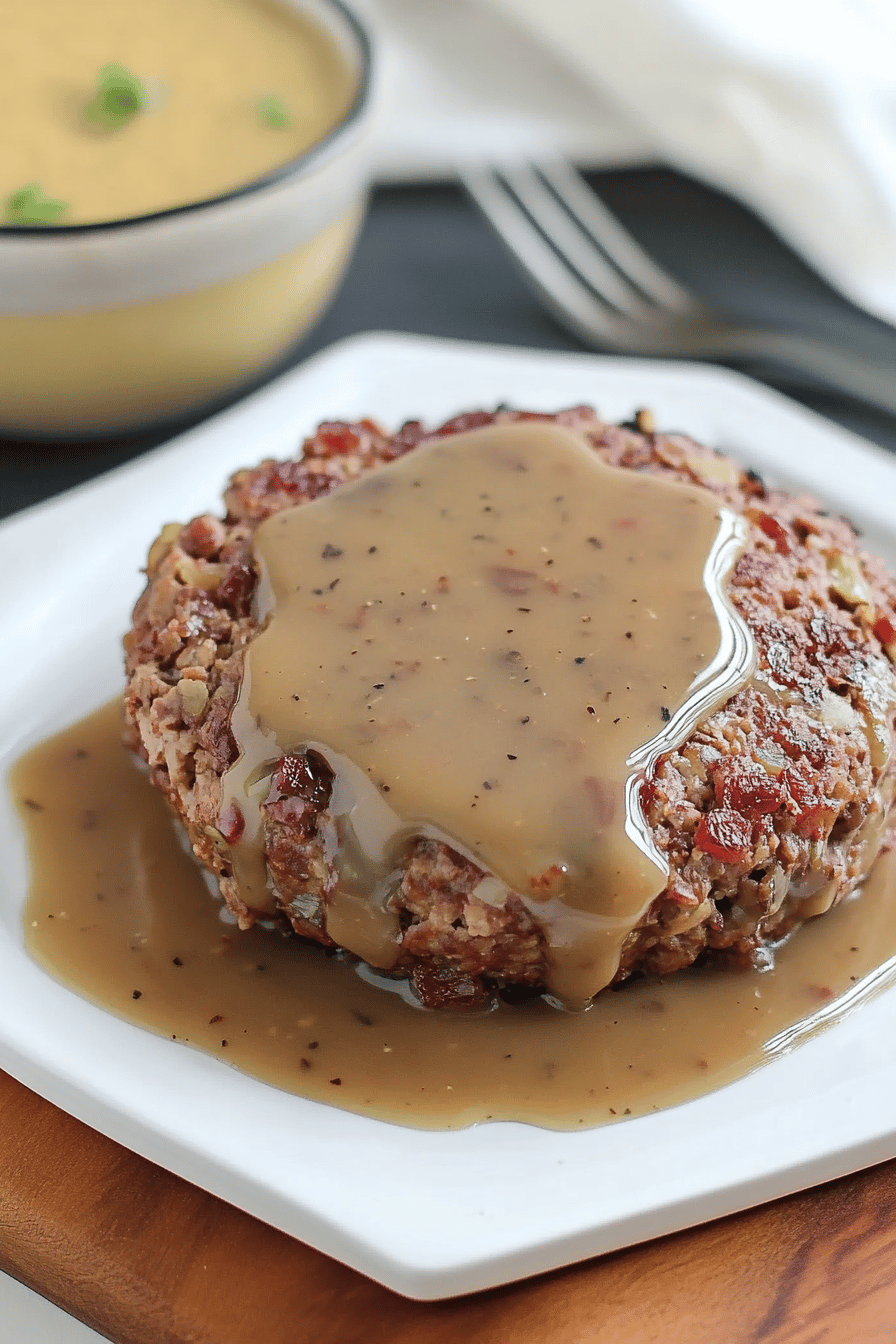 Meatloaf with Gravy Recipe final dish beautifully presented and ready to serve