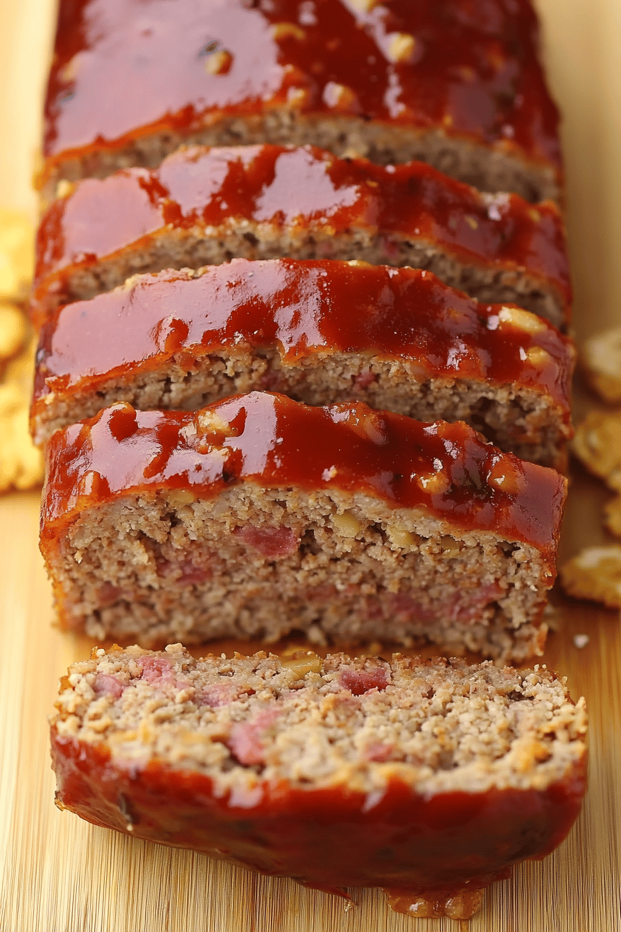 Meatloaf with Oatmeal ingredients organized and measured on kitchen counter