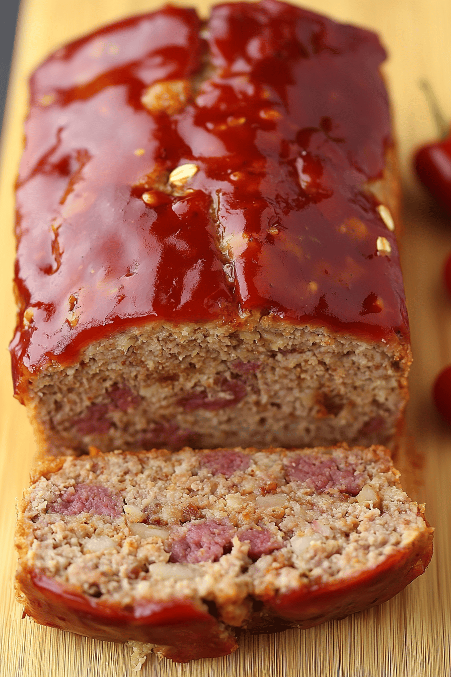 Meatloaf with Oatmeal final dish beautifully presented and ready to serve