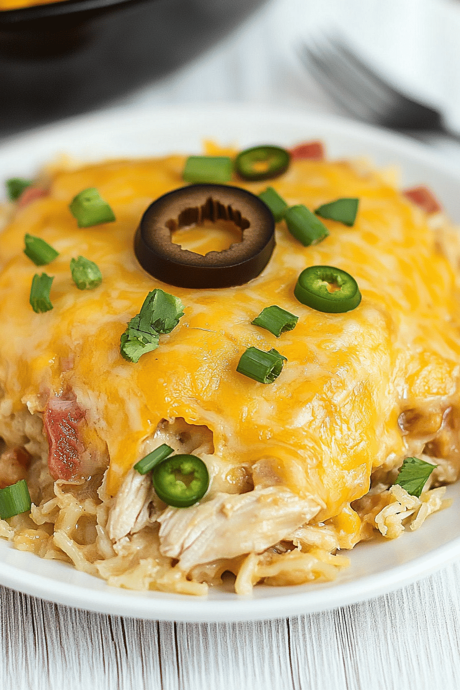 Mexican Chicken Casserole slice on plate showing perfect texture and swirl pattern
