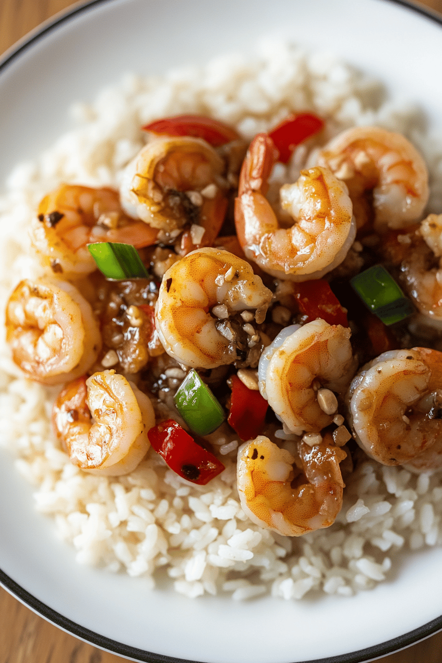 Mongolian Shrimp ingredients organized and measured on kitchen counter