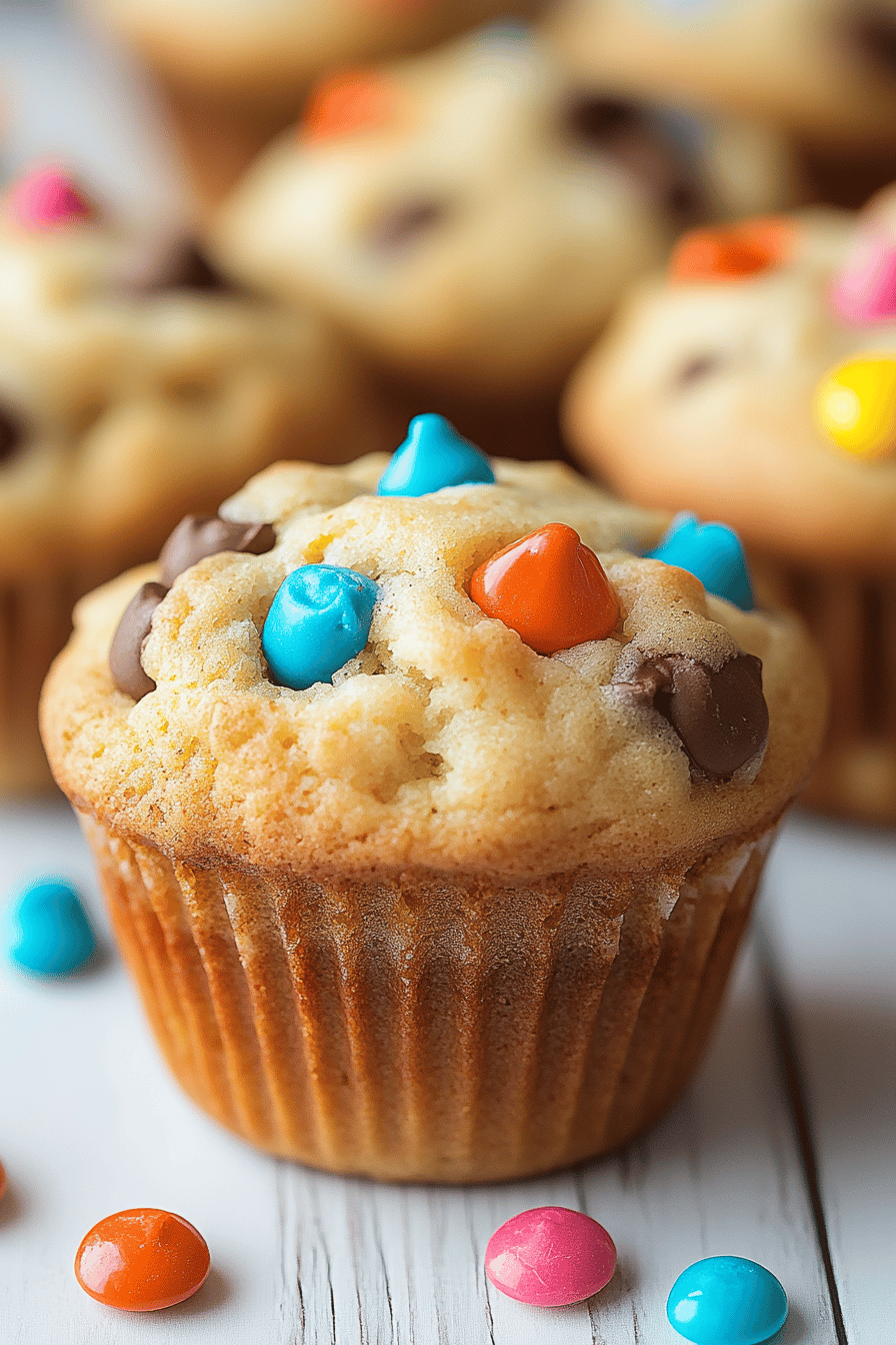 Monster Cookie Muffins ingredients organized and measured on kitchen counter