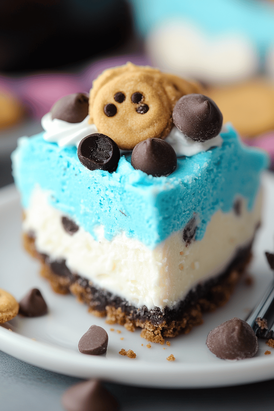 No-Bake Cookie Monster Pie final dish beautifully presented and ready to serve