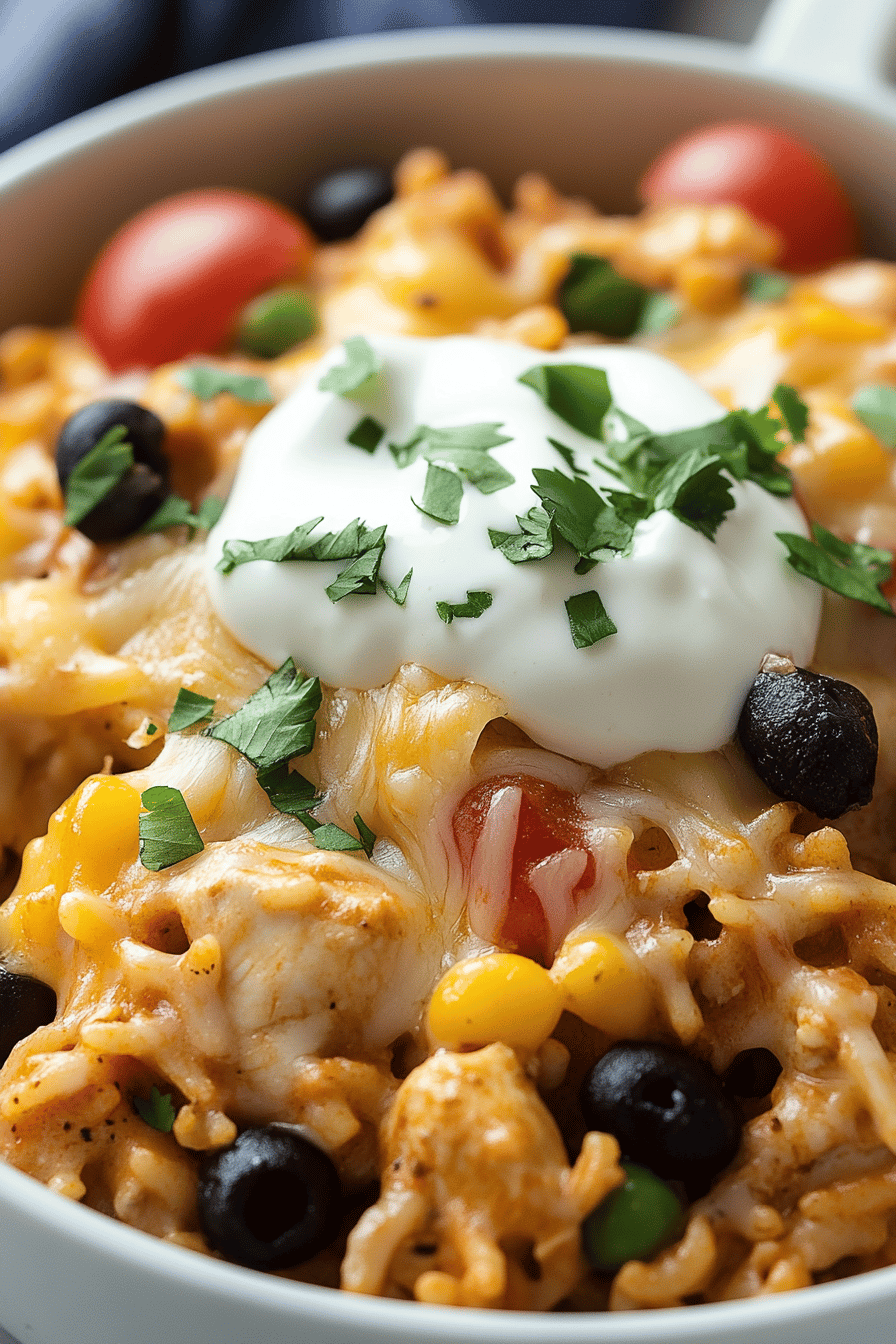 One Pan Cheesy Taco Chicken slice on plate showing perfect texture and swirl pattern
