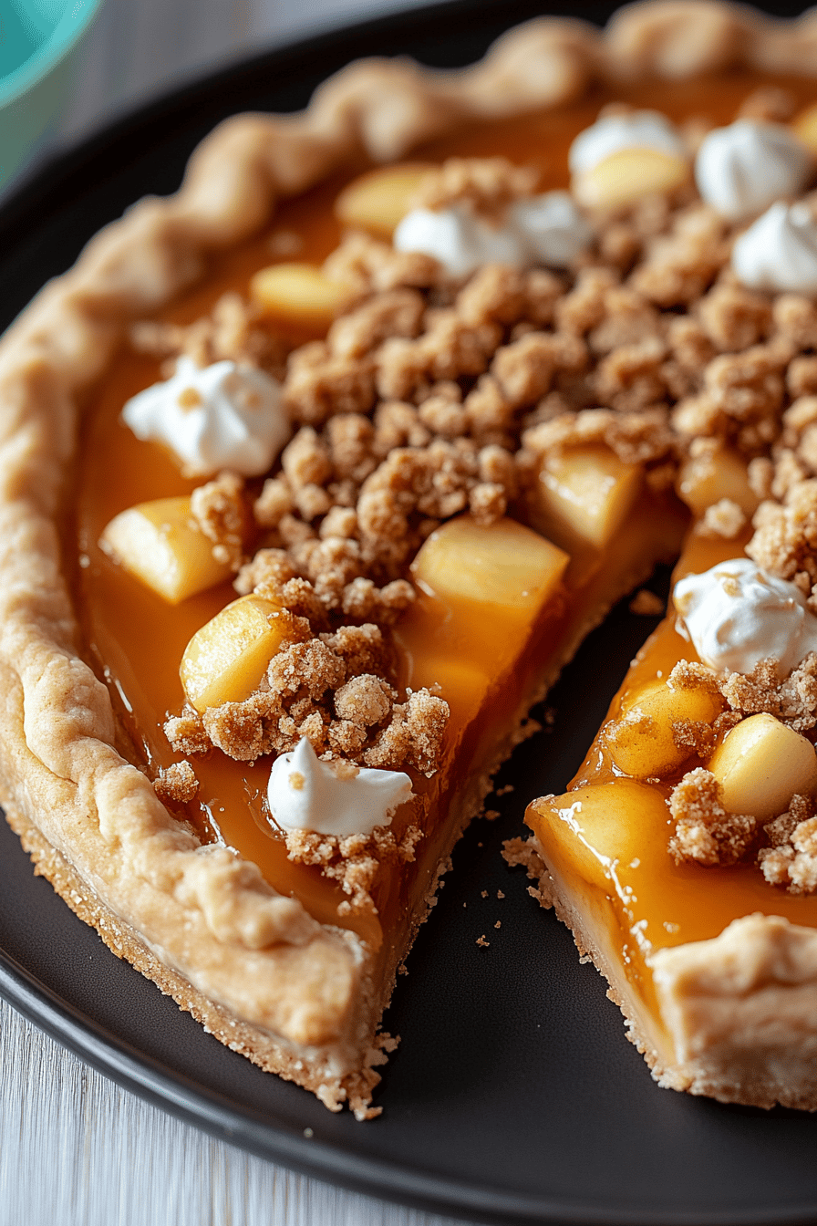 Peanut Butter Apple Pie Cookie Pizza final dish beautifully presented and ready to serve