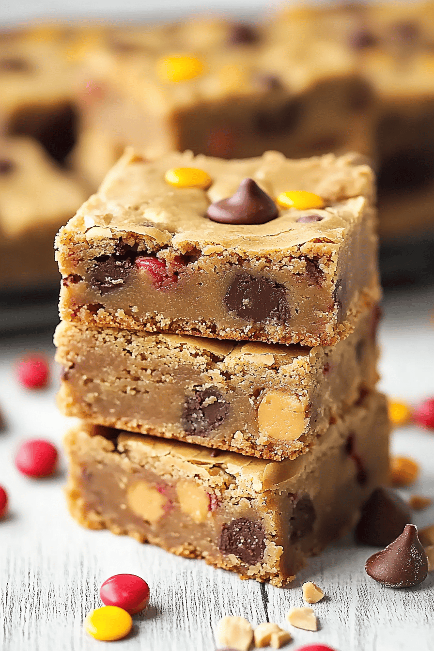 Peanut Butter Blondies final dish beautifully presented and ready to serve