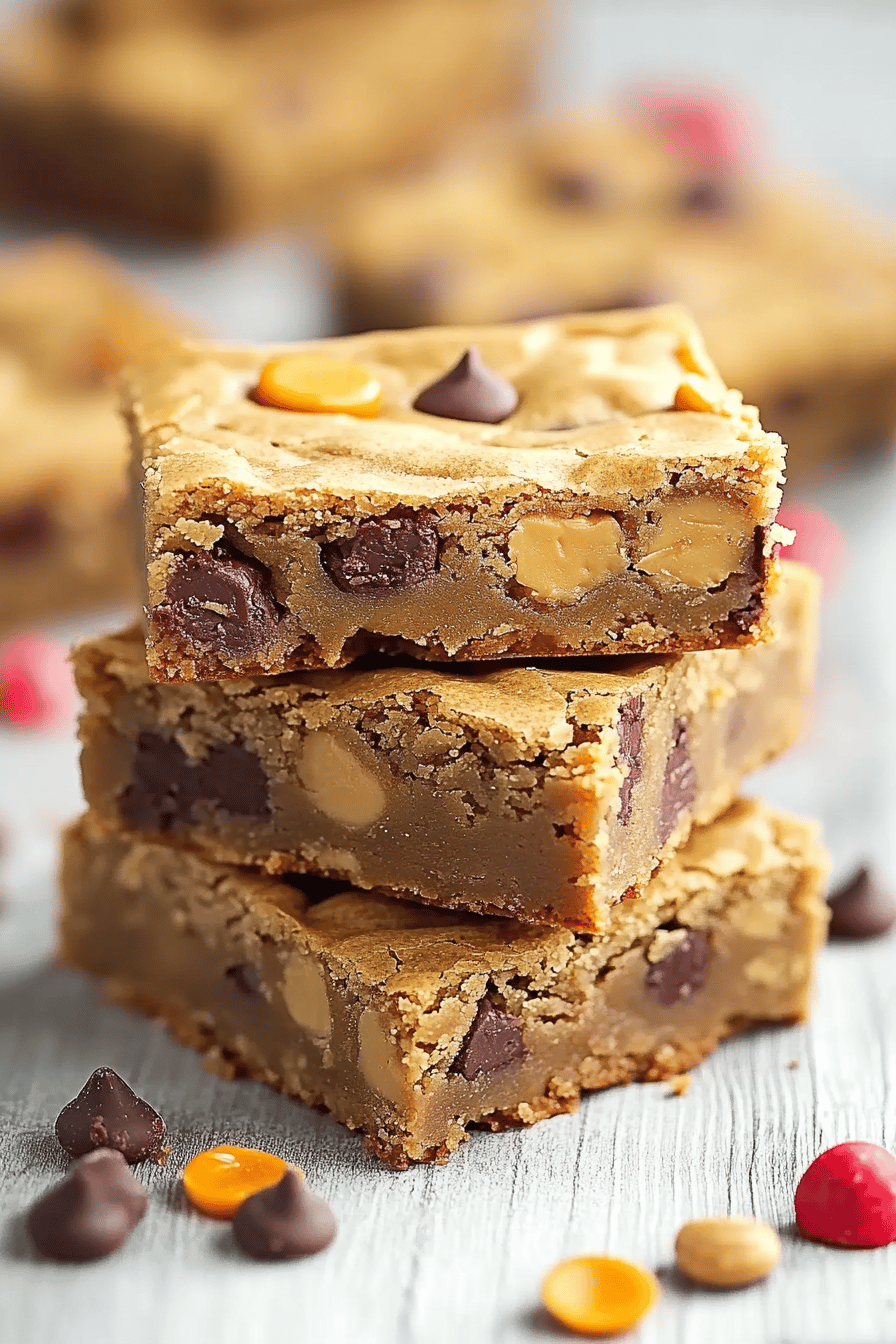 Peanut Butter Blondies slice on plate showing perfect texture and swirl pattern