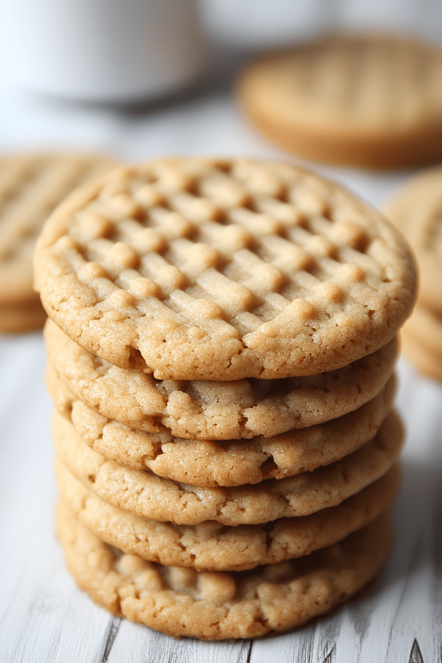 Peanut Butter Cookies ingredients organized and measured on kitchen counter