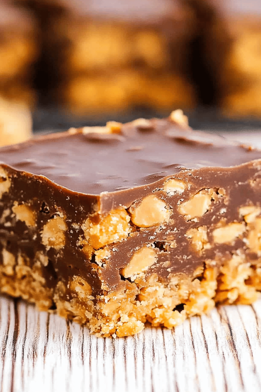 Peanut Butter Crunch Bars Final Dish Presentation