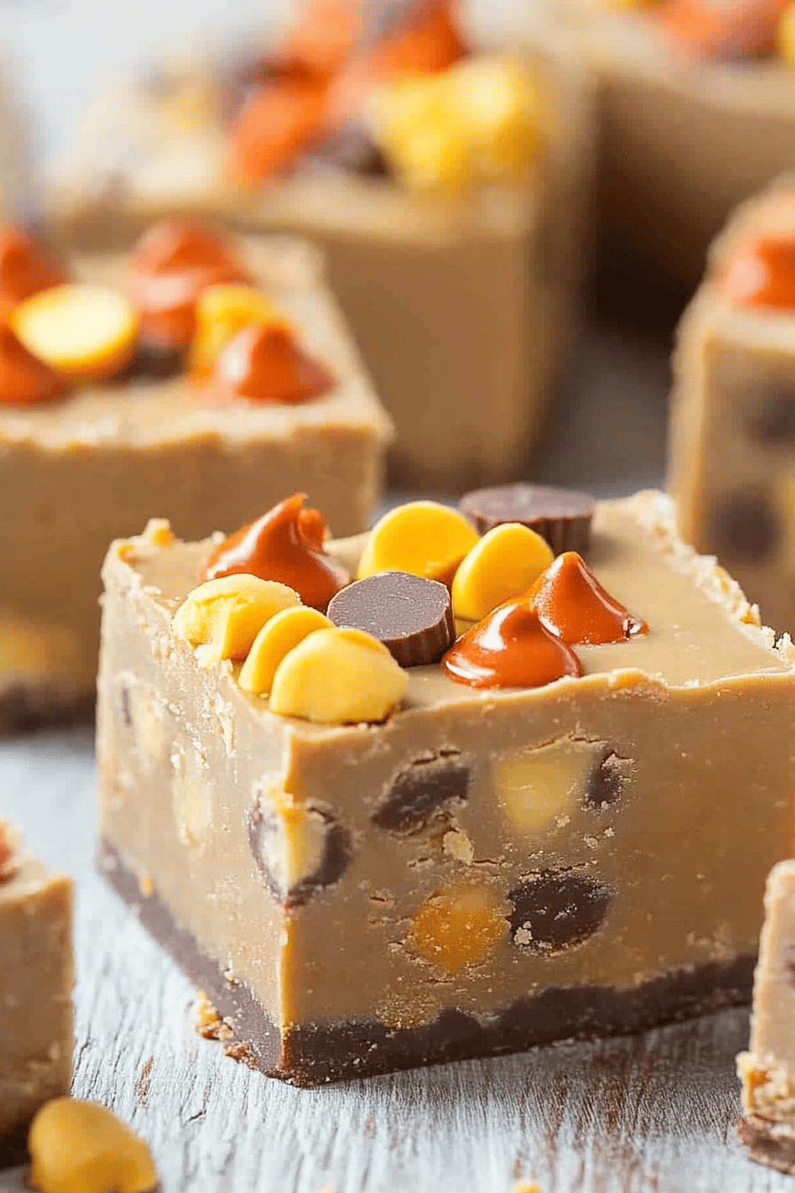 Peanut Butter Cup Fudge Final Dish Presentation