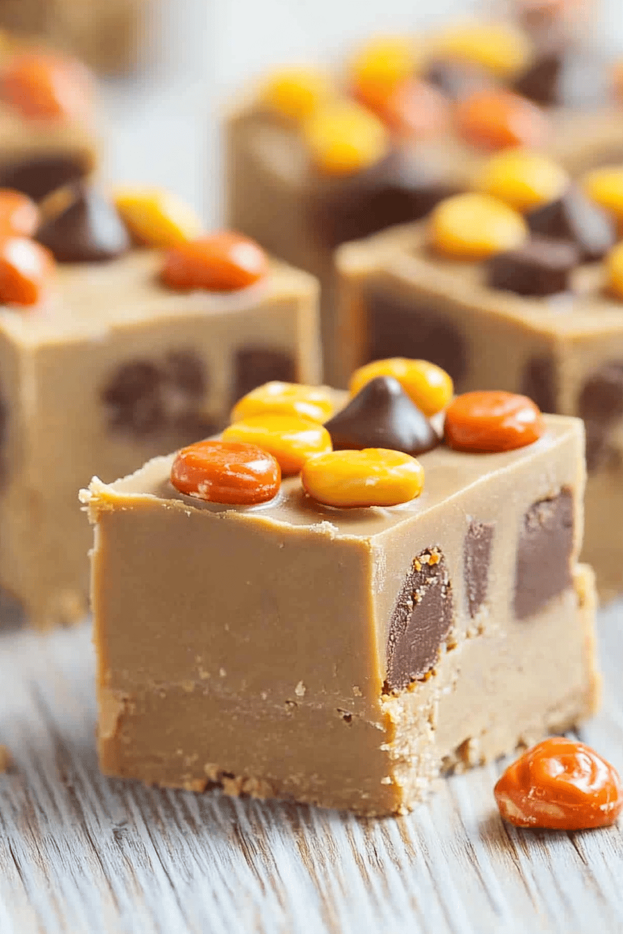 Peanut Butter Cup Fudge Final Dish Presentation