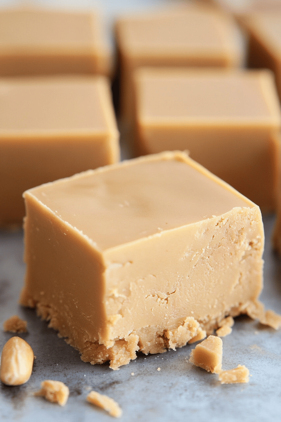 Peanut Butter Fudge slice on plate showing perfect texture and swirl pattern
