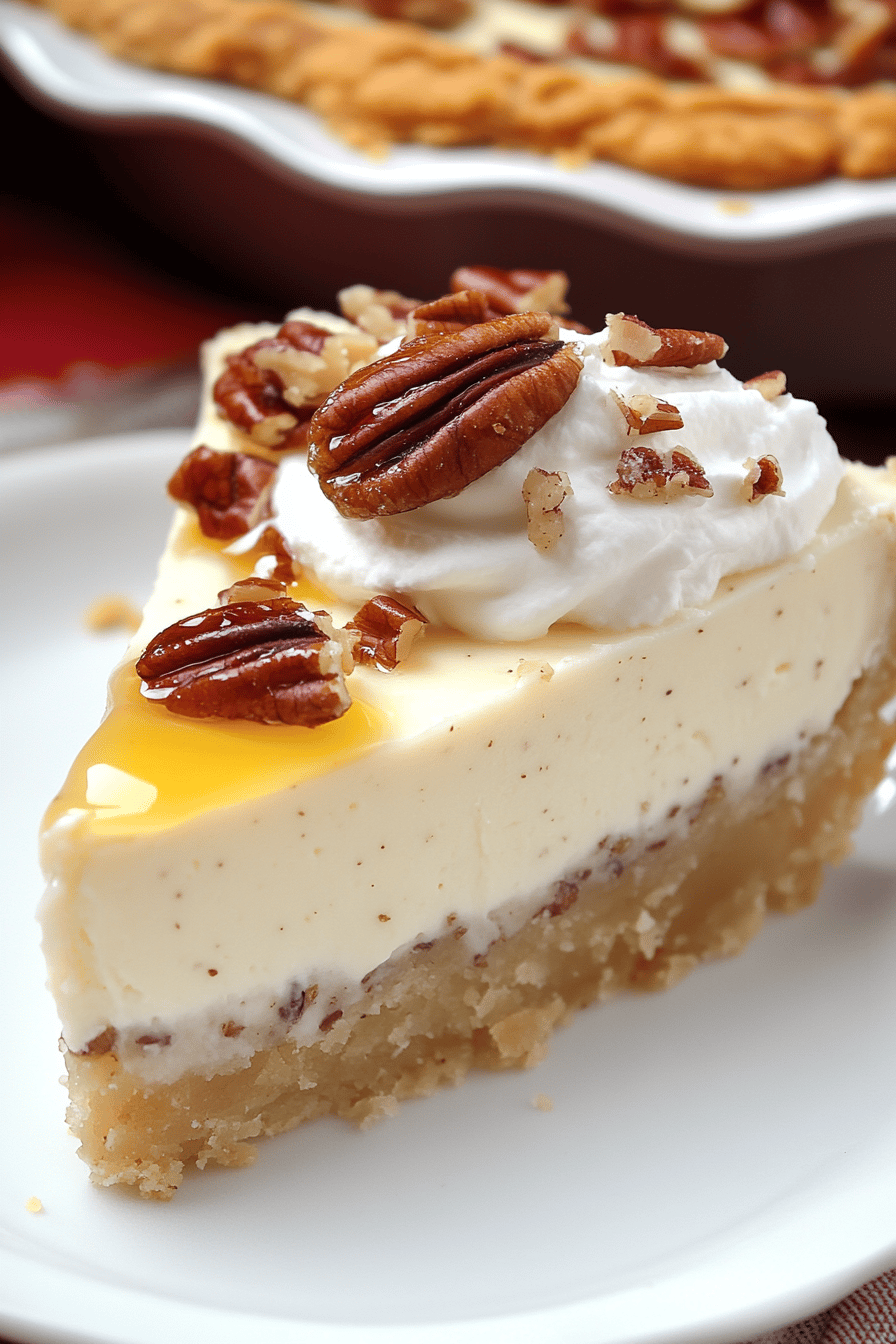 Pecan Cream Pie slice on plate showing perfect texture and swirl pattern