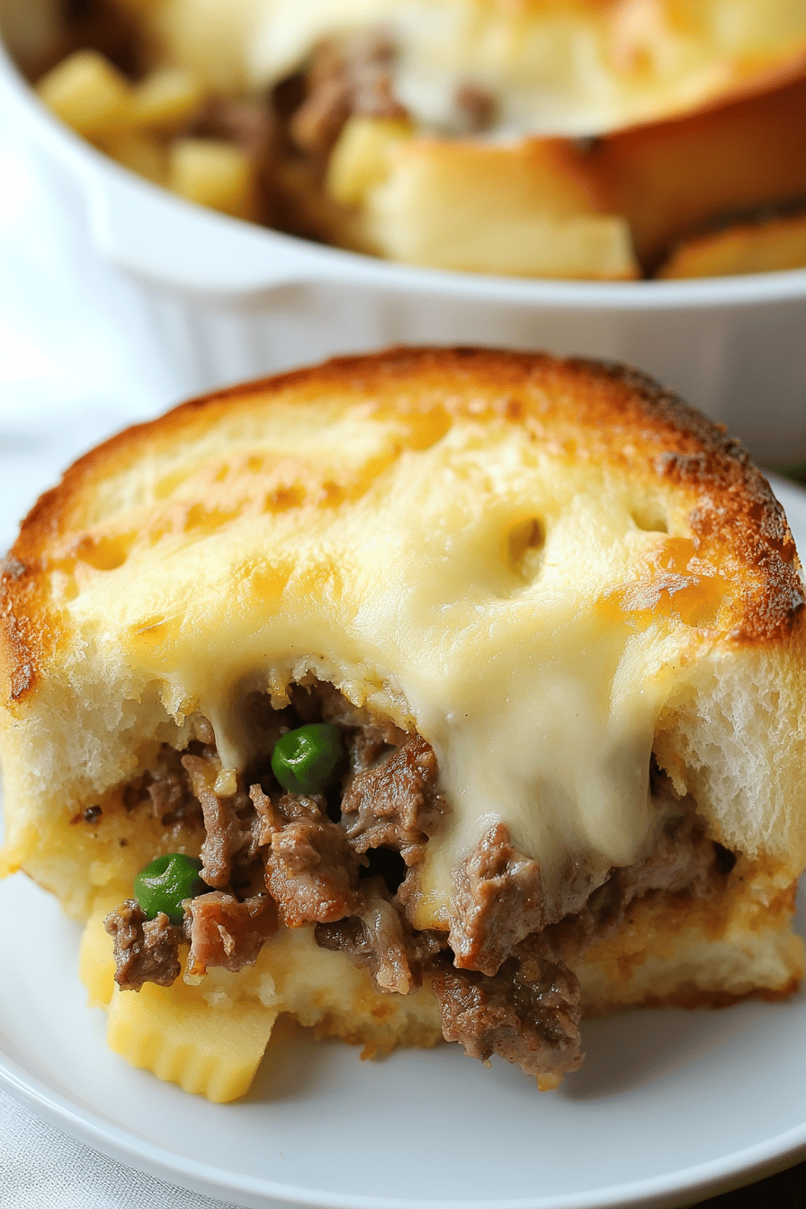 Philly Cheese Steak Casserole final dish beautifully presented and ready to serve