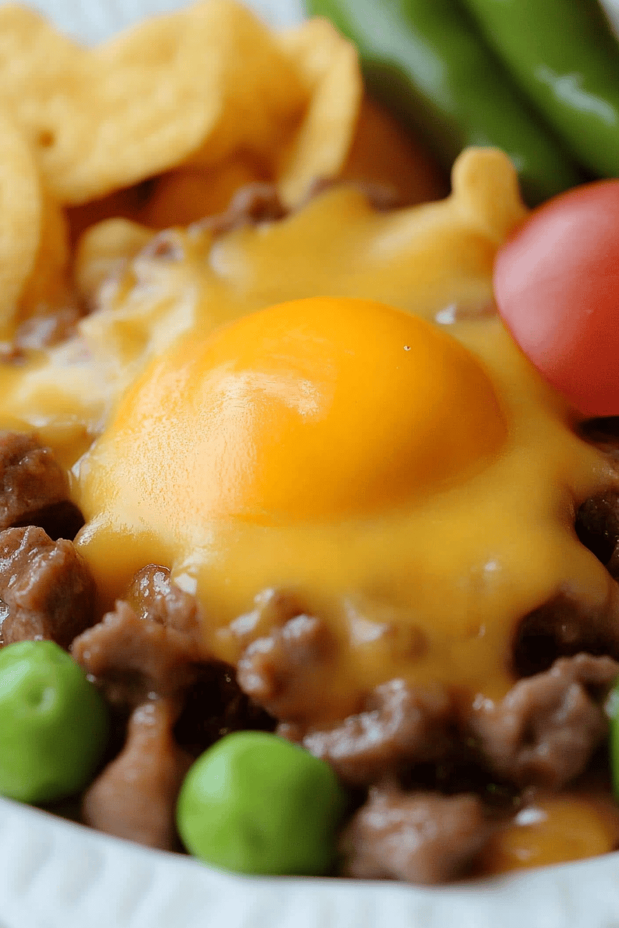 Philly Cheese Steak Frito Pie final dish beautifully presented and ready to serve