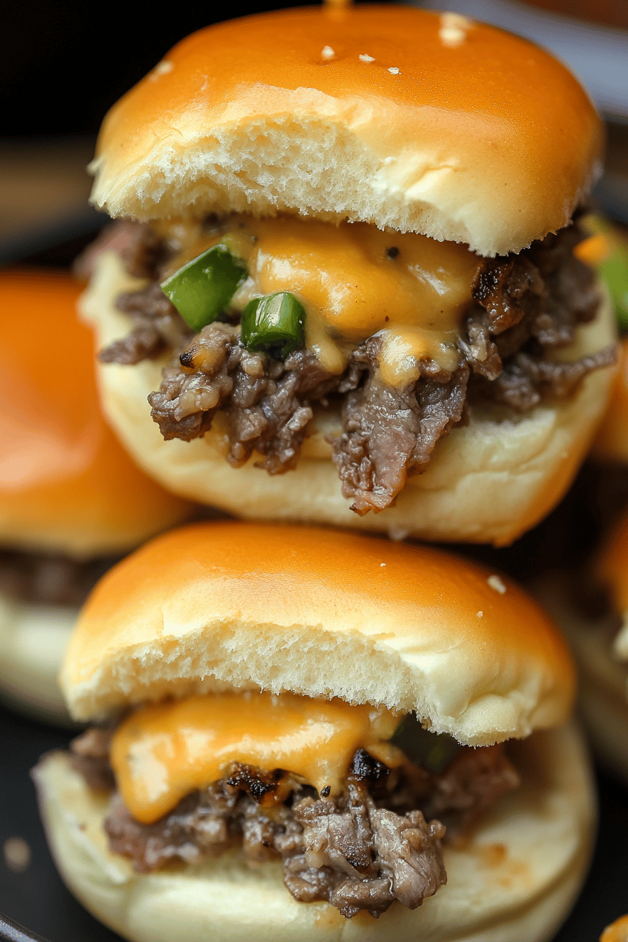 Philly Cheese Steak Sliders final dish beautifully presented and ready to serve