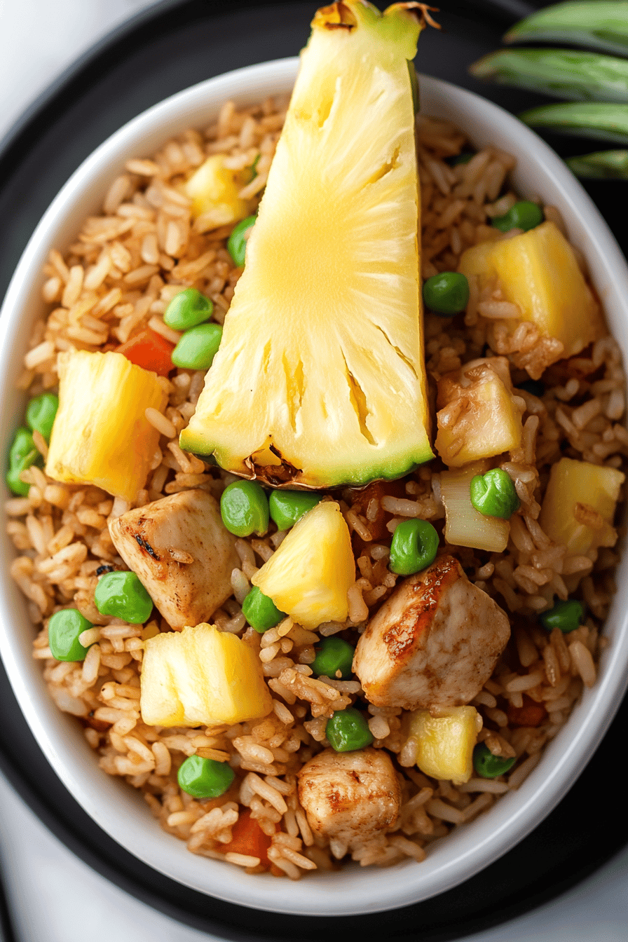 Pineapple Chicken Fried Rice ingredients organized and measured on kitchen counter