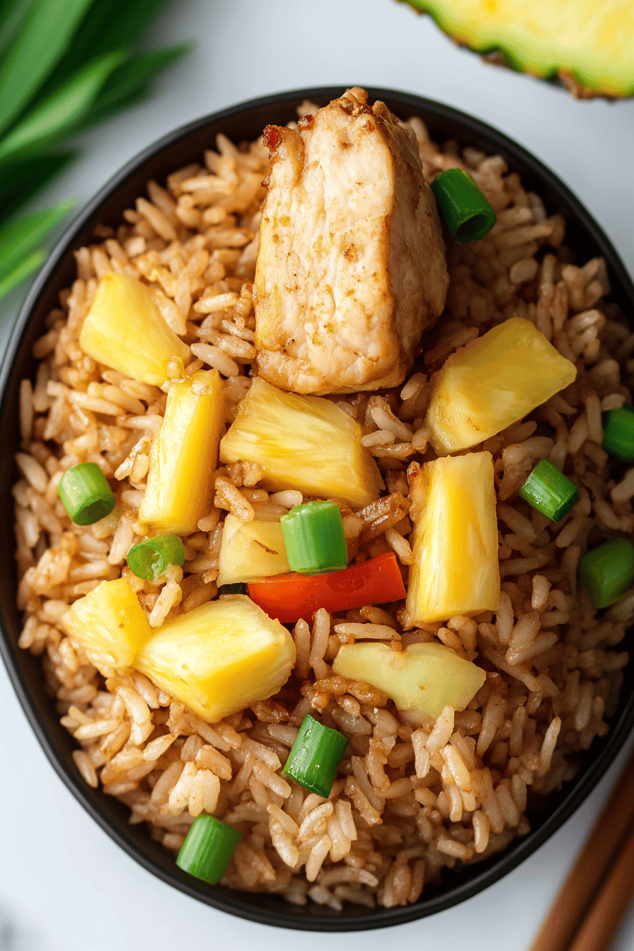 Pineapple Chicken Fried Rice final dish beautifully presented and ready to serve