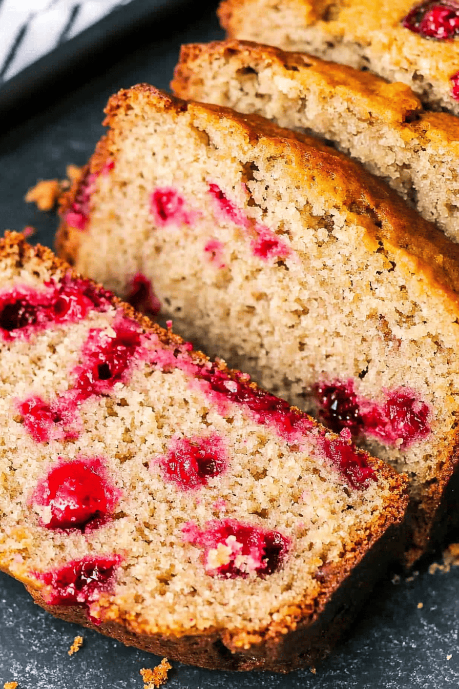 Raspberry Banana Bread Final Dish Presentation