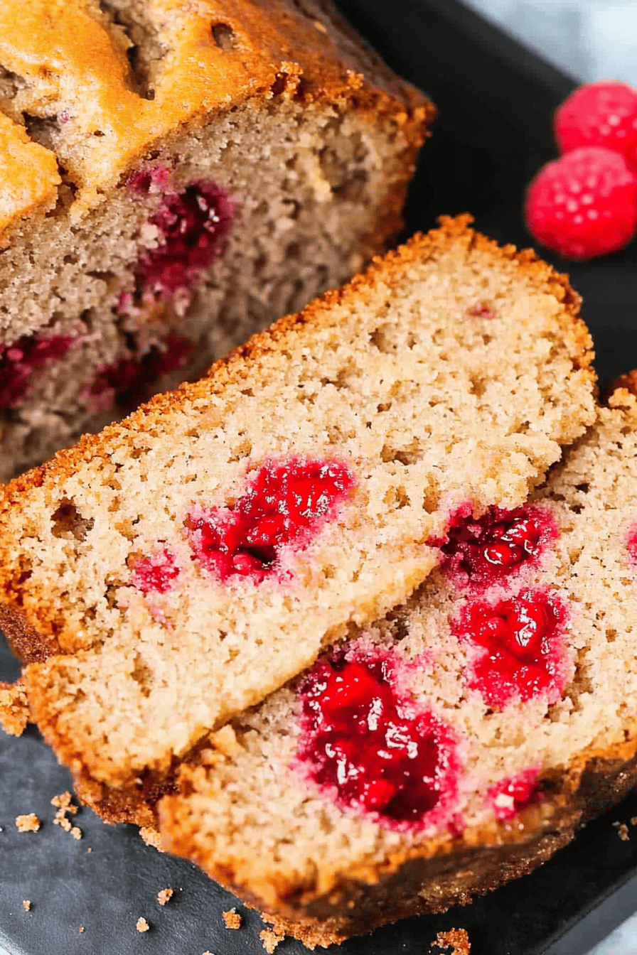 Raspberry Banana Bread Final Dish Presentation