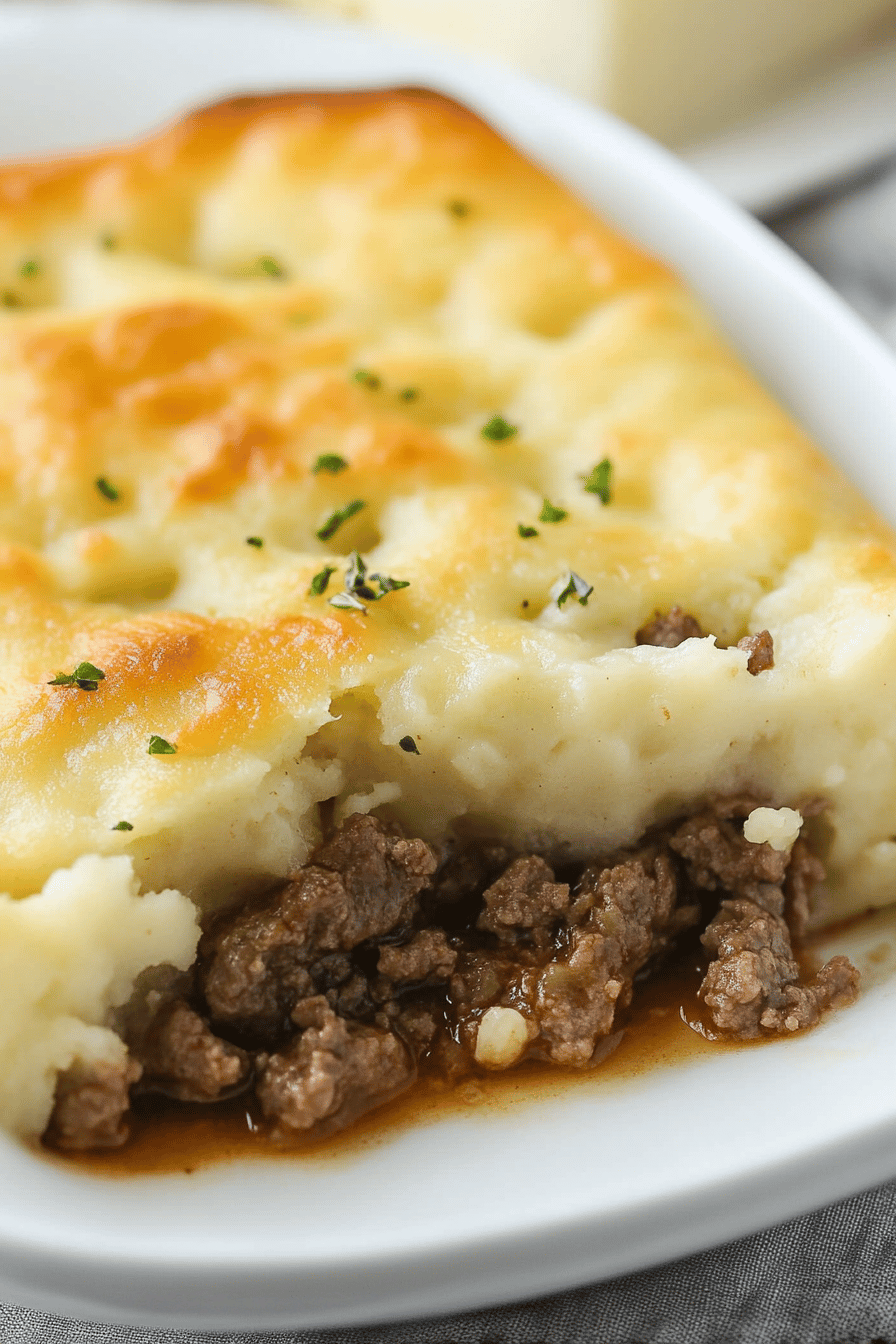 Salisbury Steak Casserole final dish beautifully presented and ready to serve