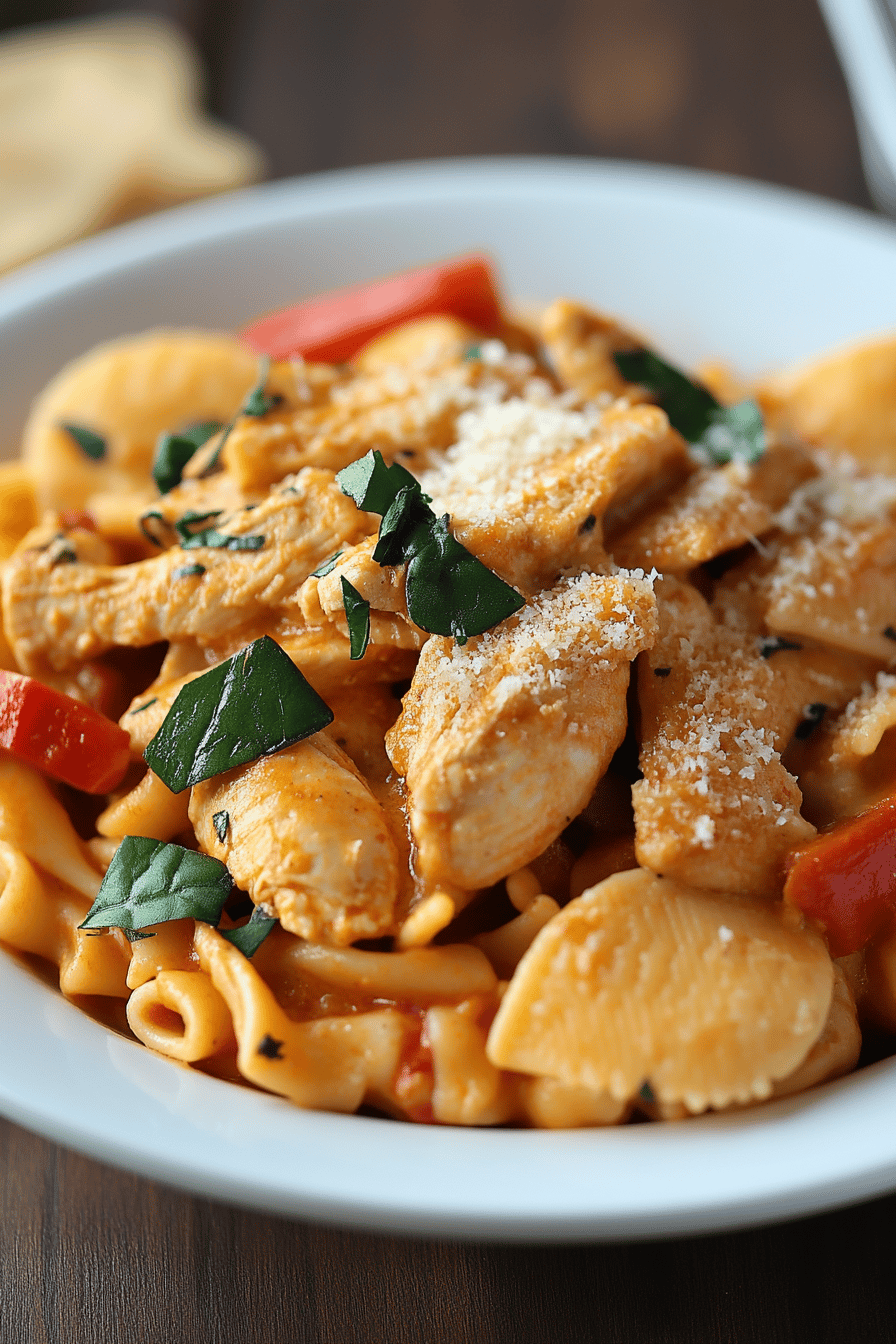 Spicy Chicken Chipotle Pasta ingredients organized and measured on kitchen counter