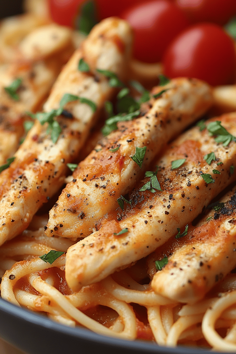 Spicy Chicken Pasta final dish beautifully presented and ready to serve