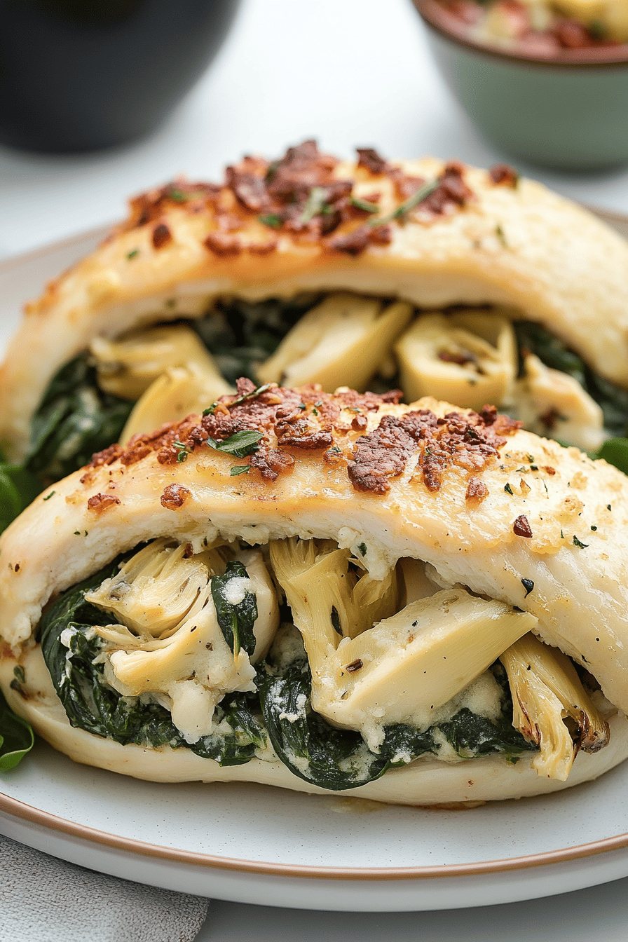 Spinach Artichoke Stuffed Chicken ingredients organized and measured on kitchen counter