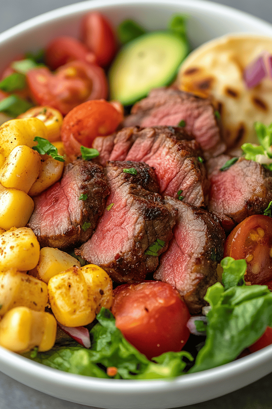 Steak Taco Salad final dish beautifully presented and ready to serve