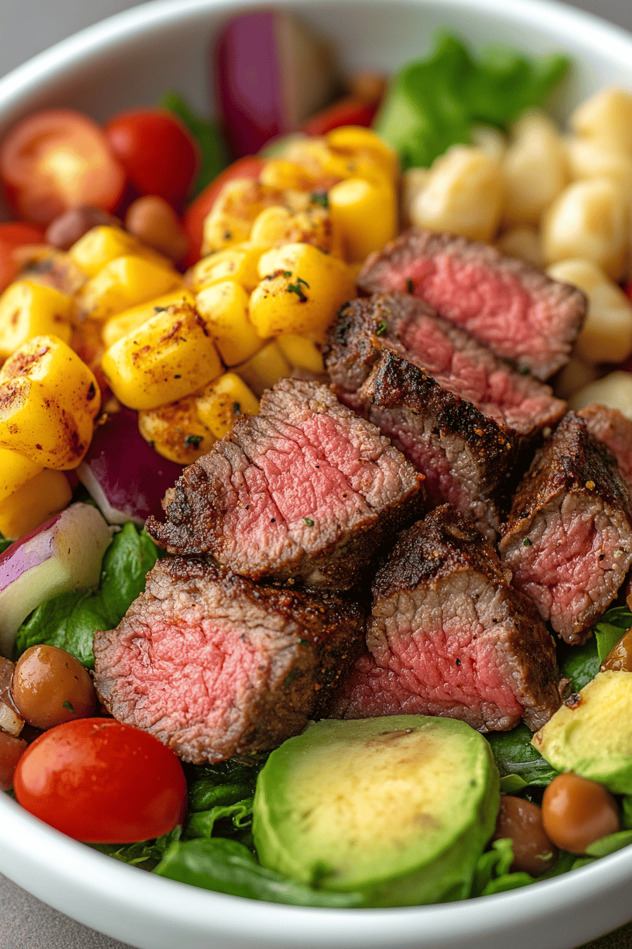 Steak Taco Salad slice on plate showing perfect texture and swirl pattern