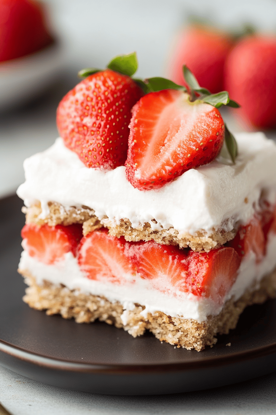Strawberry Icebox Cake final dish beautifully presented and ready to serve