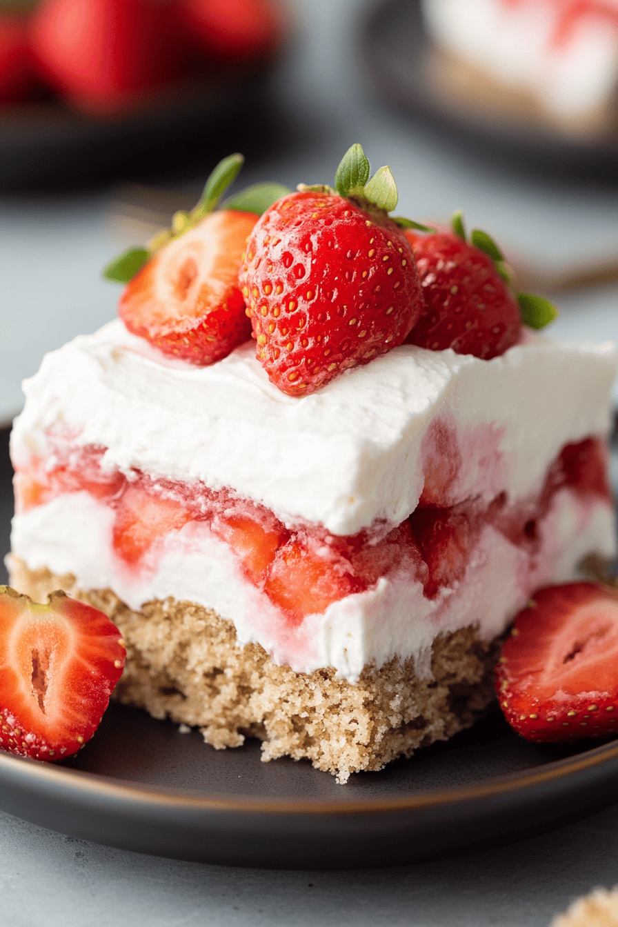 Strawberry Icebox Cake slice on plate showing perfect texture and swirl pattern