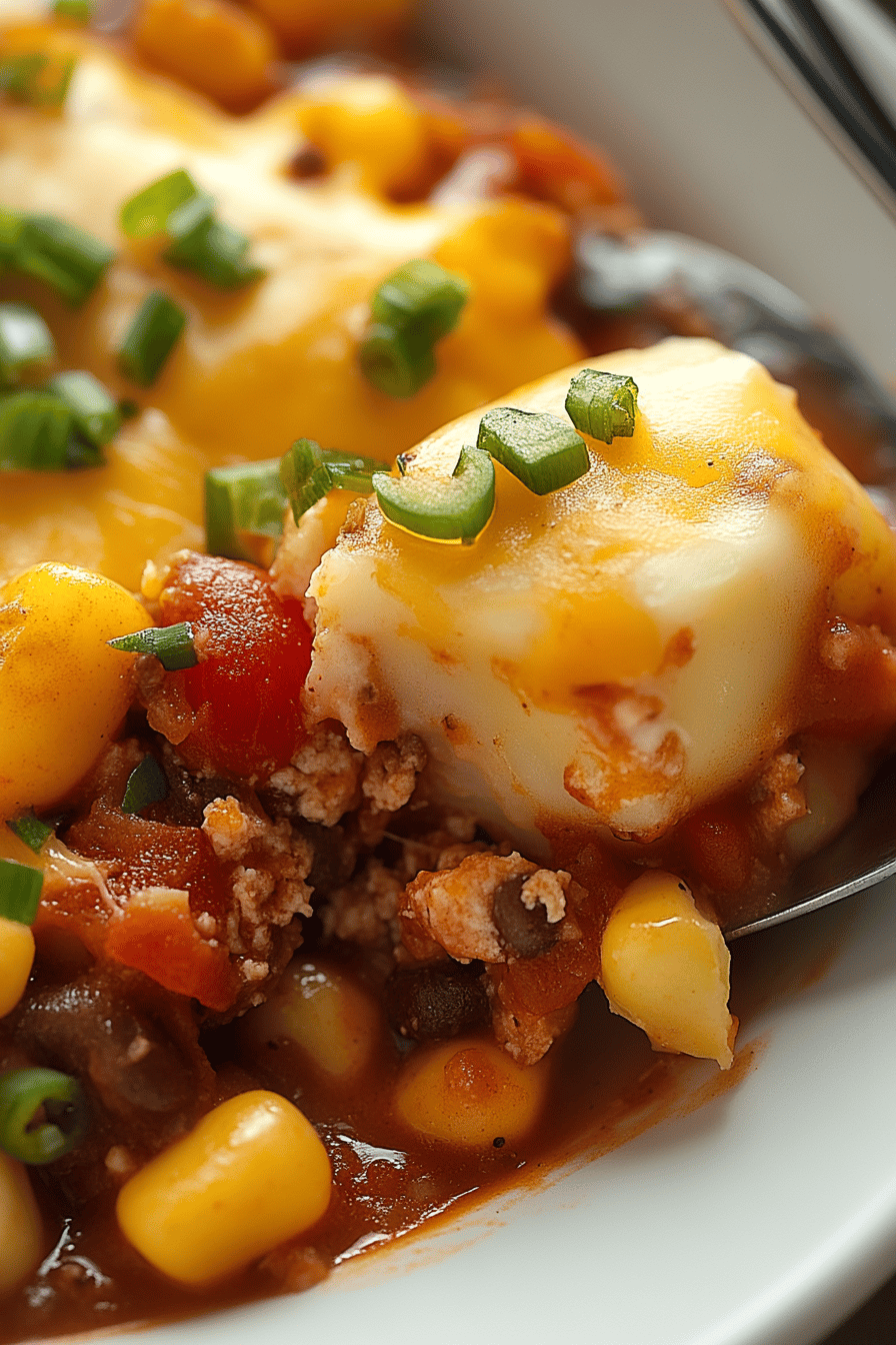 Taco Potato Casserole final dish beautifully presented and ready to serve