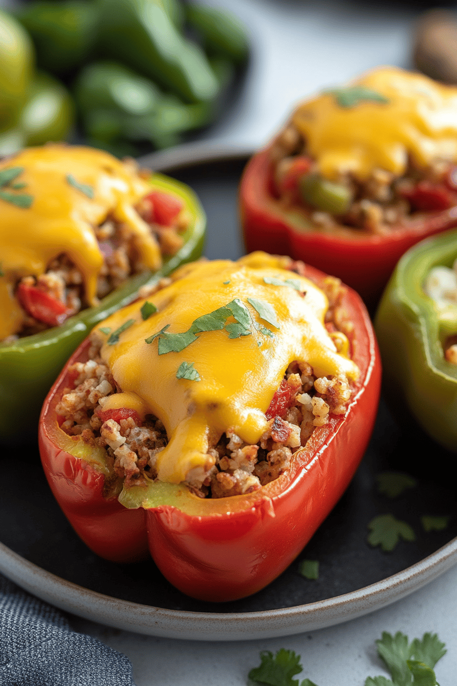 Taco Stuffed Peppers final dish beautifully presented and ready to serve