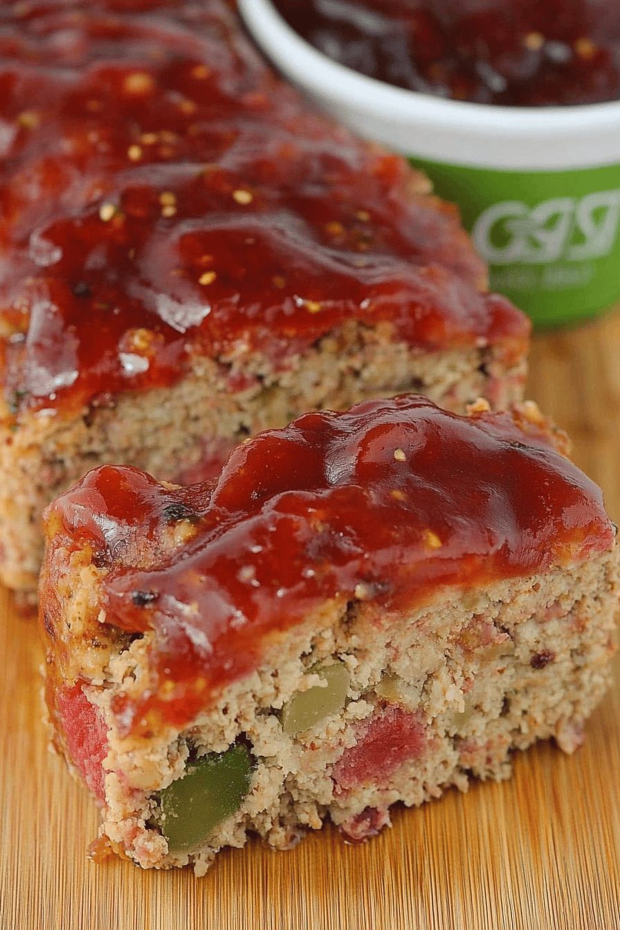 Turkey Meatloaf Recipe slice on plate showing perfect texture and swirl pattern