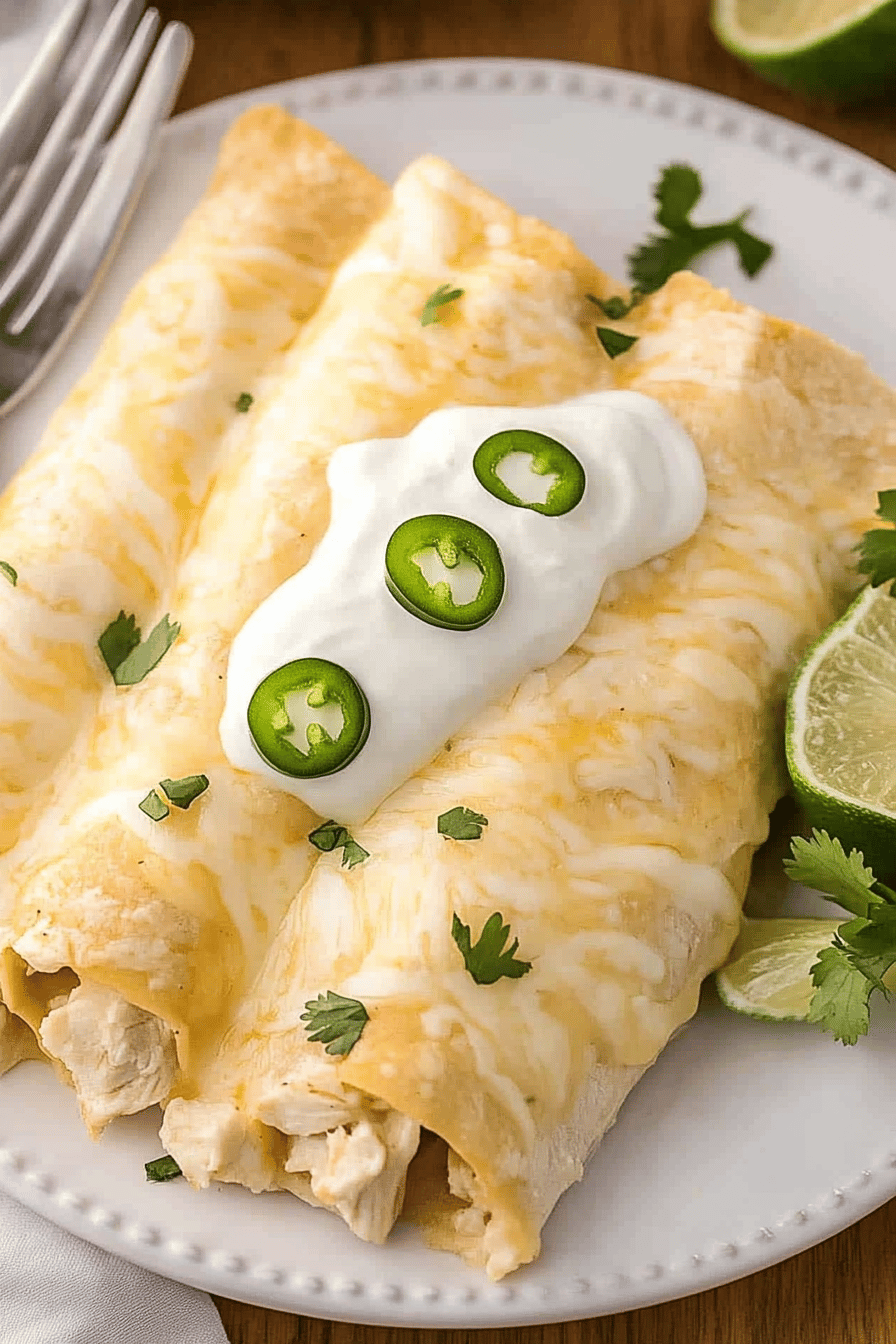 White Chicken Enchiladas Final Dish Presentation