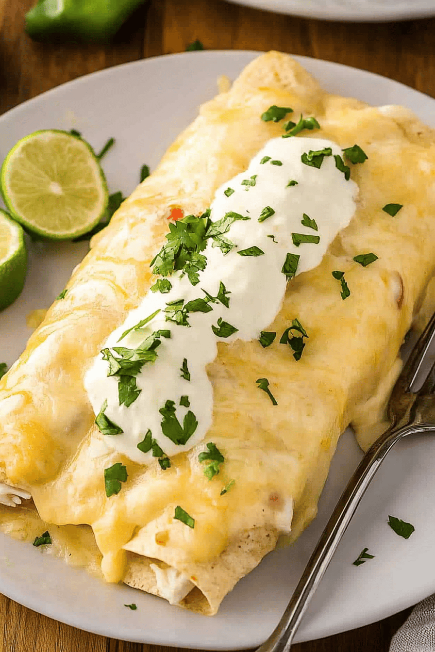 White Chicken Enchiladas Final Dish Presentation