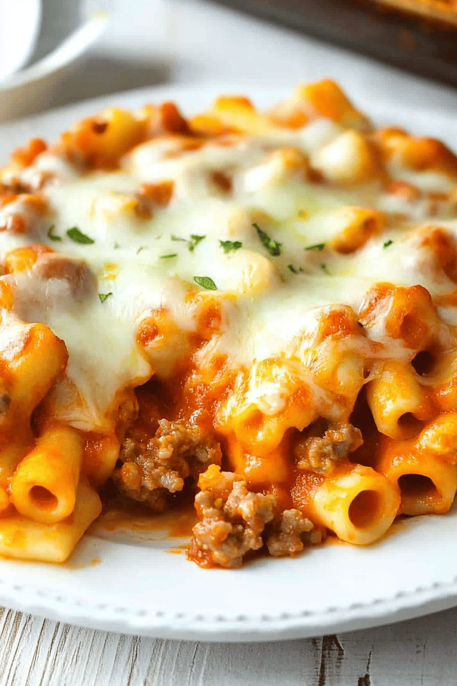 baked ziti with sausage Final Dish Presentation